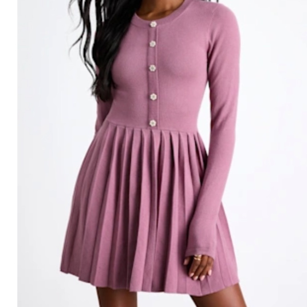 NWT Lulu's Mauve Long Sleeve Mini Dress